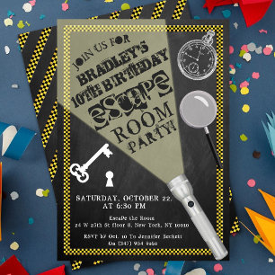 Invitación Chalkboard Escape Room Fiesta Cualquier Cumpleaños