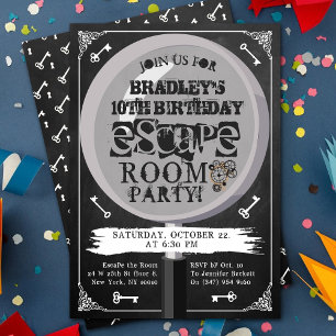 Invitación Chalkboard Escape Room Fiesta Cualquier Cumpleaños