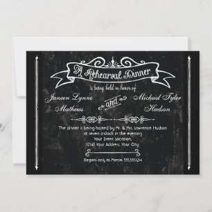 Invitación Chalkboard Estilo Rústico Swirl Ensayo Cena