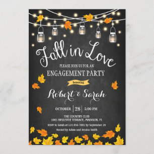 Invitación Chalkboard Fall In Love Engagement Party