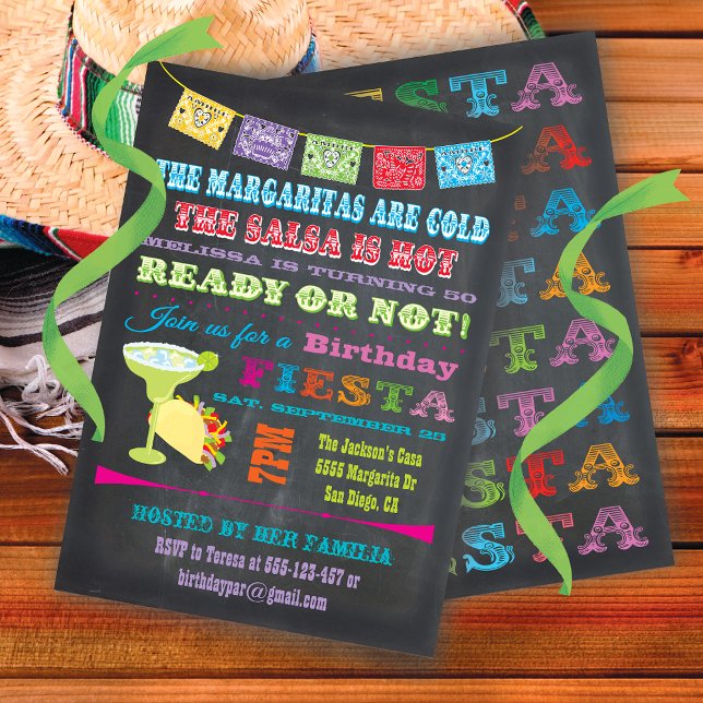 Invitación Chalkboard Fiesta Fiesta Fiesta Cumpleaños Party (Subido por el creador)