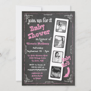 Invitación Chalkboard Film Strip Ultraslape Baby Shower