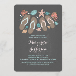 Invitación Chalkboard flip flops playa ducha de novia invitar