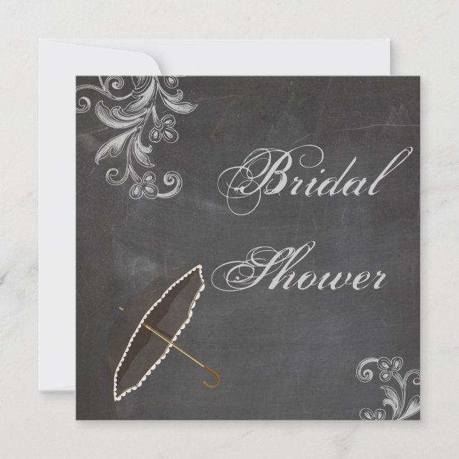 Invitación Chalkboard Floral Bridal Shower (Anverso)