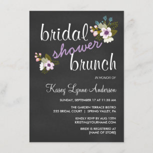 Invitación Chalkboard Floral Bridal Shower Brunch invita