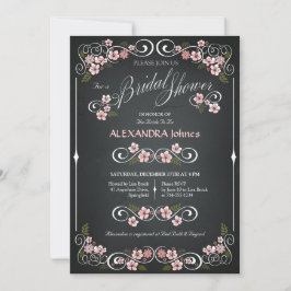 Invitación Chalkboard Floral Bridal Shower Moda Vintage
