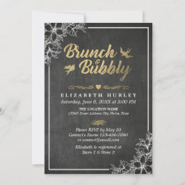Invitación Chalkboard Floral Brunch and Bubbly Bridal Shower