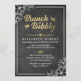 Invitación Chalkboard Floral Brunch and Bubbly Bridal Shower