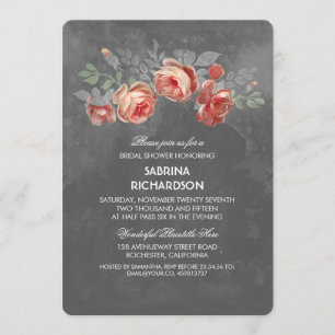 Invitación Chalkboard floral rústico ducha de novia