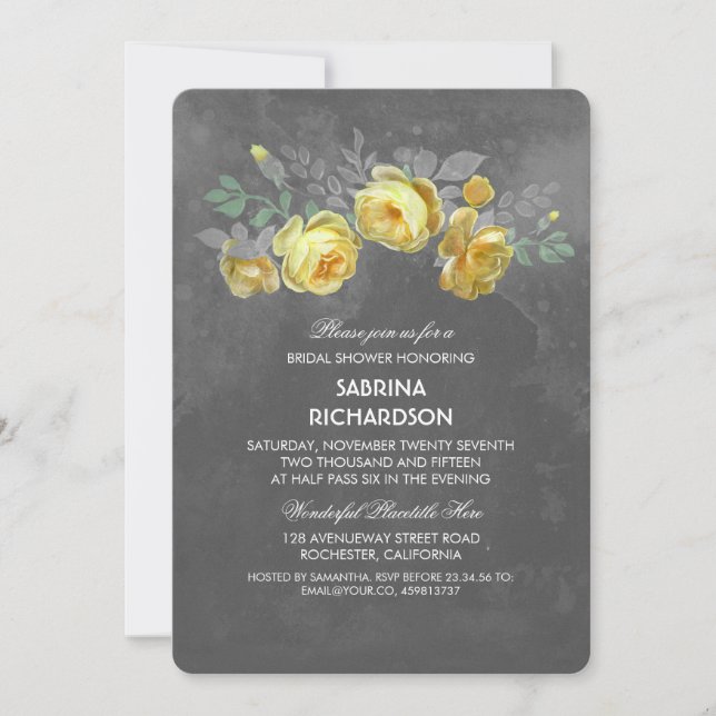 Invitación Chalkboard floral rústico ducha de novia (Anverso)