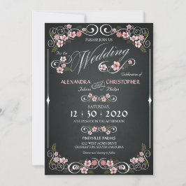 Invitación Chalkboard Floral Vintage Boda audaz