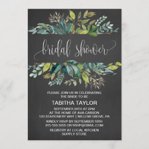 Invitación Chalkboard Foliage Bridal Shower