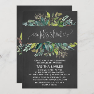 Invitación Chalkboard Foliage Couples Shower