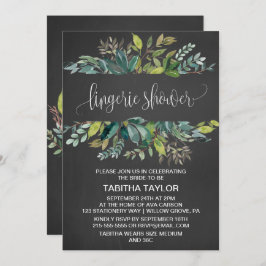 Invitación Chalkboard Foliage Lingerie Shower