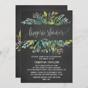 Invitación Chalkboard Foliage Lingerie Shower