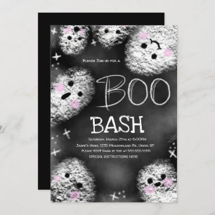 Invitación Chalkboard Ghost Boo Costume Halloween Cumpleaños
