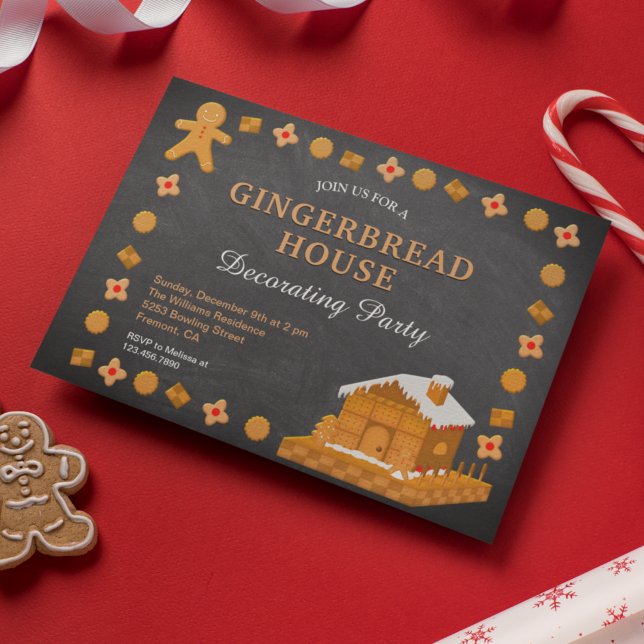 Invitación Chalkboard Gingerbread Fiesta decorativo (Subido por el creador)