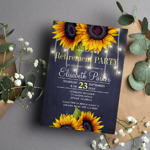 Invitación Chalkboard girasoles fiesta de retiro naval rústic