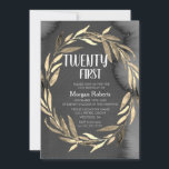 Invitación Chalkboard Gold Leaf Wreath 21st Birthday Fiesta<br><div class="desc">Chalkboard Gold Leaf Wreath 21st Birthday Party Invitation Matching colección en Niche y Nest store. Material gráfico de www.EssemCreatives.etsy.com</div>