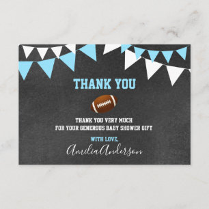 Invitación Chalkboard GRACIAS Blue FOOTBALL BOOK baby ducha
