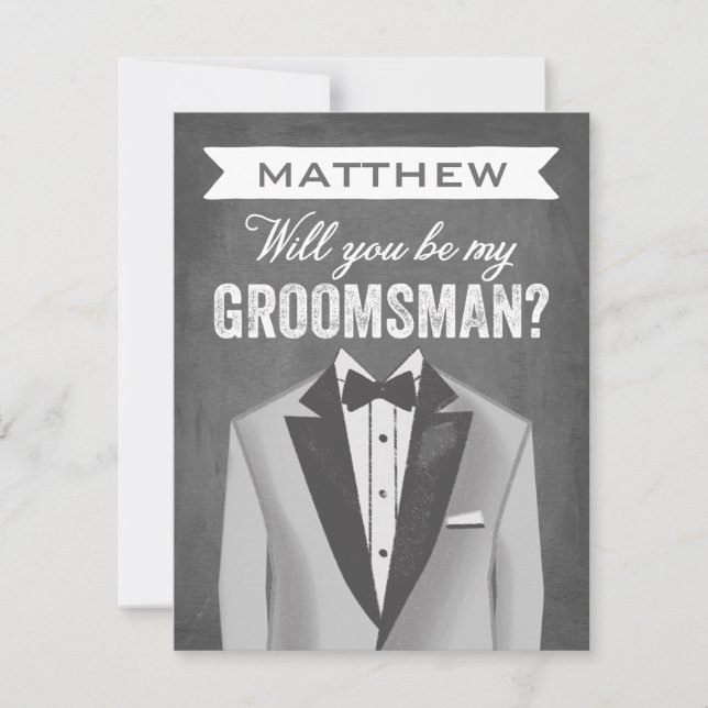Invitación Chalkboard Groomsman | Groomsman (Anverso)