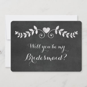 Invitación Chalkboard Heart Will You Be My Bridesmaid