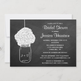Invitación Chalkboard Hydrangea Mason Jar Bridal Shower