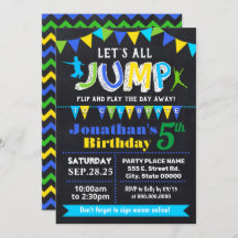 Chalkboard Jump cumpleaños trampoline fiesta azul