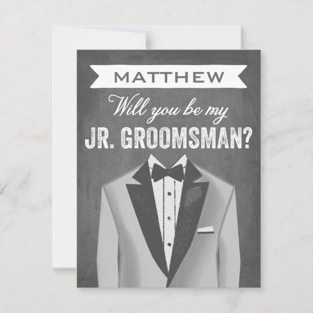 Invitación Chalkboard Junior Groomsman | Amigo del novio (Anverso)