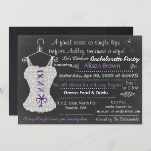 Invitación Chalkboard Lace Lingerie Shower Bachelorette
