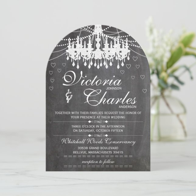 Invitación Chalkboard Lámpara de tipografía de época moderna (Anverso de pie)