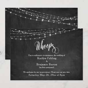 Invitación Chalkboard & Lights postergó "Whoops" Boda