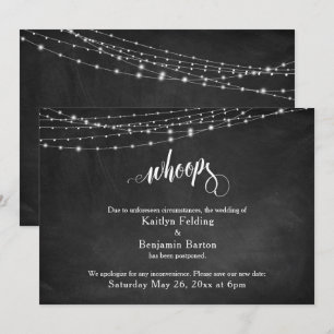 Invitación Chalkboard & Lights postergó "Whoops" Boda