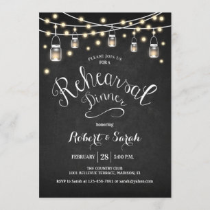 Invitación Chalkboard & Lights Rehearner Dinner
