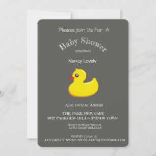 Invitación Chalkboard look baby ducha - pato amarillo