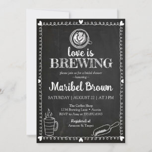 Invitación Chalkboard Love is Brewing Bridal Shower Coffee