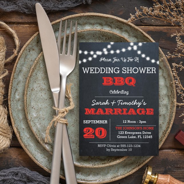 Invitación Chalkboard Luces Boda Rojo Ducha de novia (Subido por el creador)