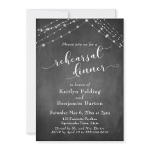 Chalkboard Luces guión Boda ensayo Cena