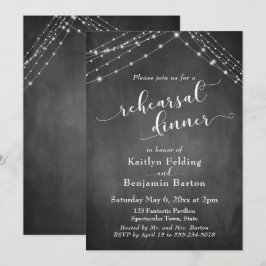 Invitación Chalkboard Luces guión Boda ensayo Cena