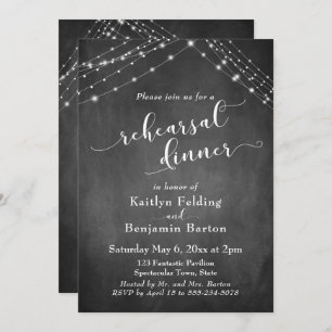Invitación Chalkboard Luces guión Boda ensayo Cena