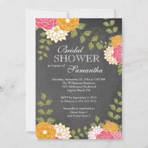 Invitación Chalkboard Mamáes florales Flores Ducha de novias