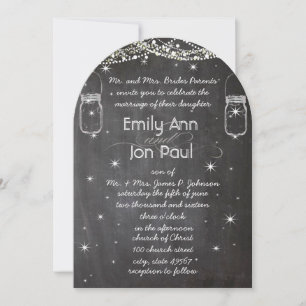 Invitación ChalkBoard Mason Jar Boda Stars Garland