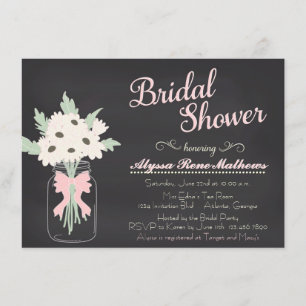 Invitación Chalkboard Mason Jar Bridal Shower PINK