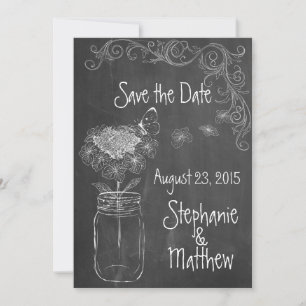 INVITACIÓN CHALKBOARD MASON JAR GARDEN WEDDING GUARDA LA FECH