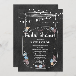 Invitación Chalkboard Mason Jar String Luces Brillantes Showe