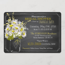 Invitación Chalkboard, Mason Jar y Daisies Bridal Shower