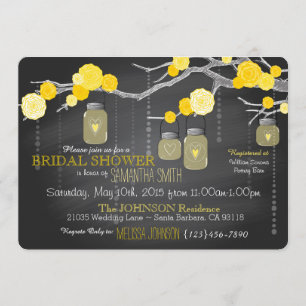 Invitación Chalkboard, Mason Jar y Rosas Bridal Shower