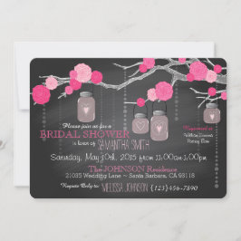 Invitación Chalkboard, Mason Jar y Rosas Bridal Shower