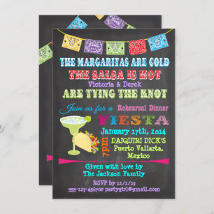 Invitación Chalkboard Mexicana Fiesta con foto de vuelta