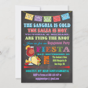 Invitación Chalkboard Mexicana Fiesta Sangria Ensayo Cena